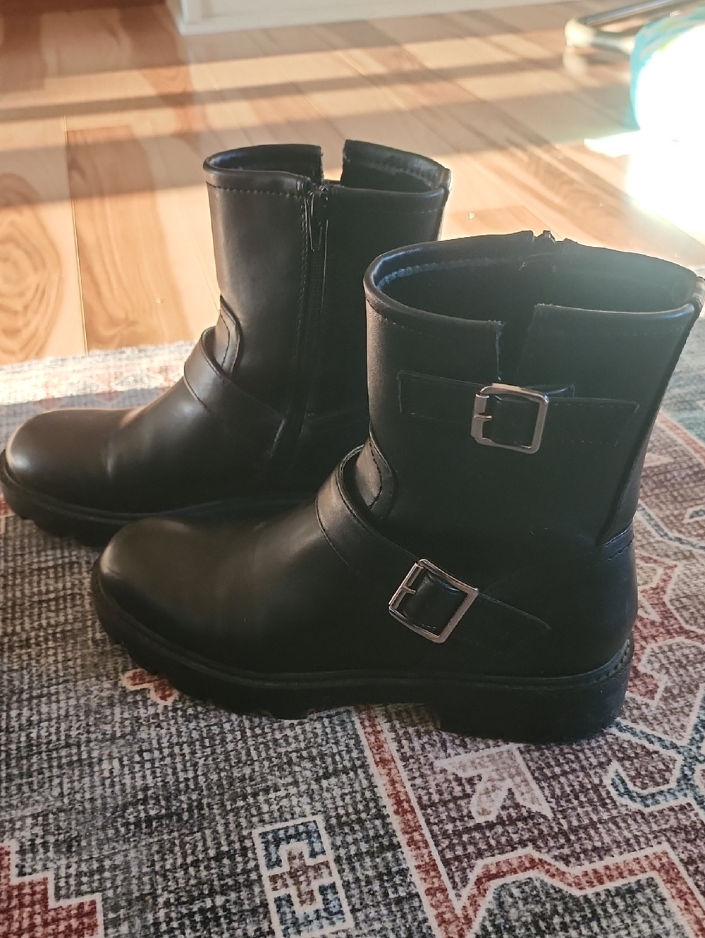 Madden Girl Black Leather Ankle Boots with Buckles